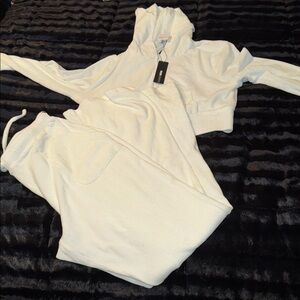 Fashion Nova Cream Cropped Hoodie